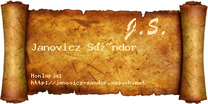 Janovicz Sándor névjegykártya